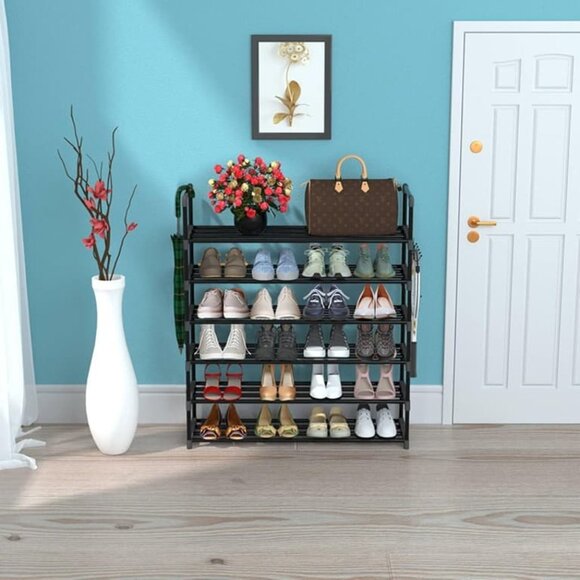 NEW 6 Tiers Metal Shoe Rack, Adjustable Shoe Shelf Storage Organizer - Picture 5 of 8